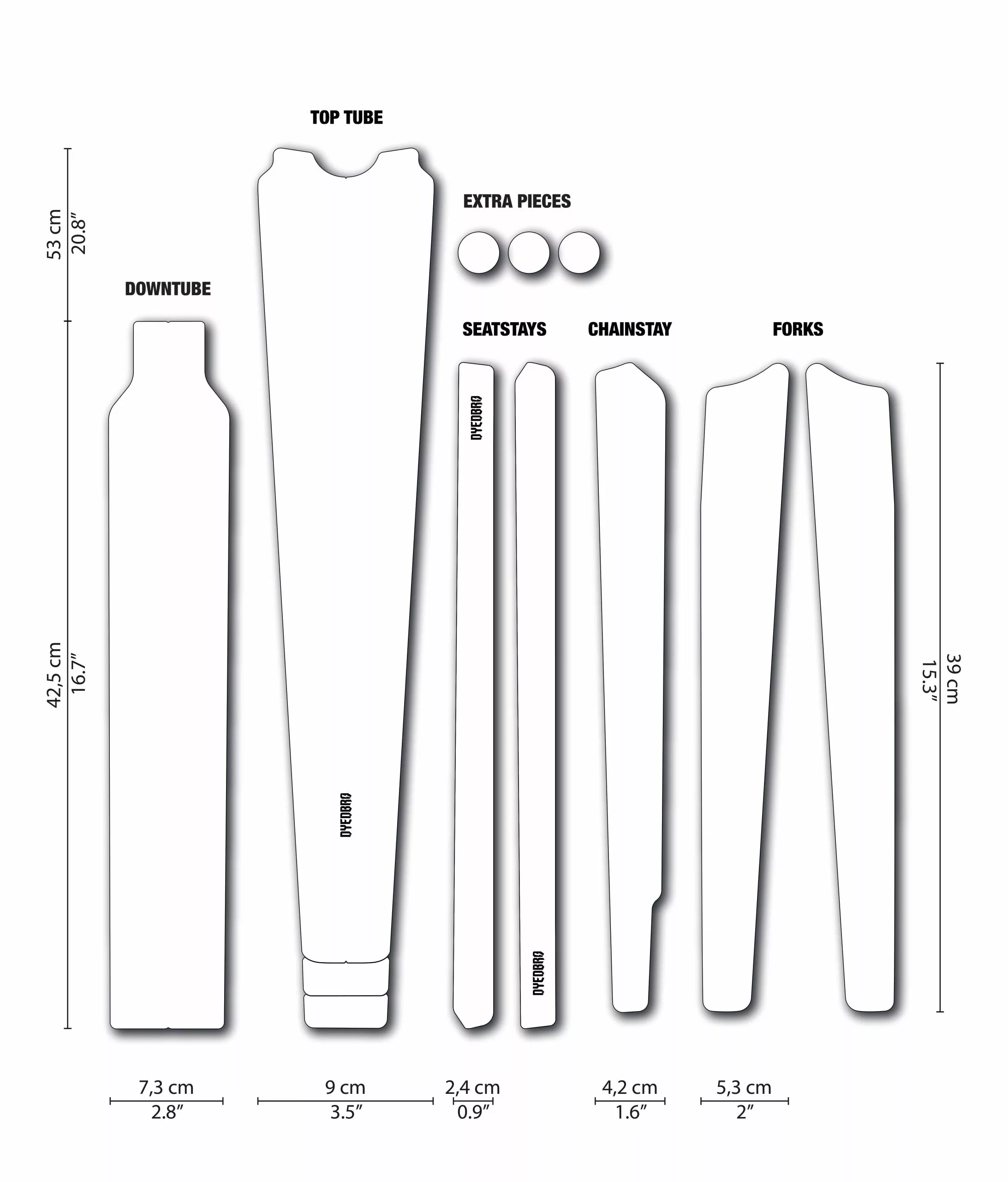 Dyedbro Kit Di Protezione Del Telaio Gravel Clear - Glitter Matt 3 Dyedbro Kit Di Protezione Del Telaio Gravel Clear - Glitter Matt